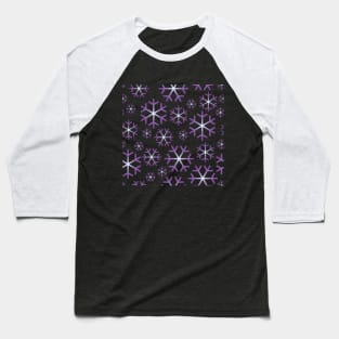 Purple Christmas Snowflakes Pattern Baseball T-Shirt